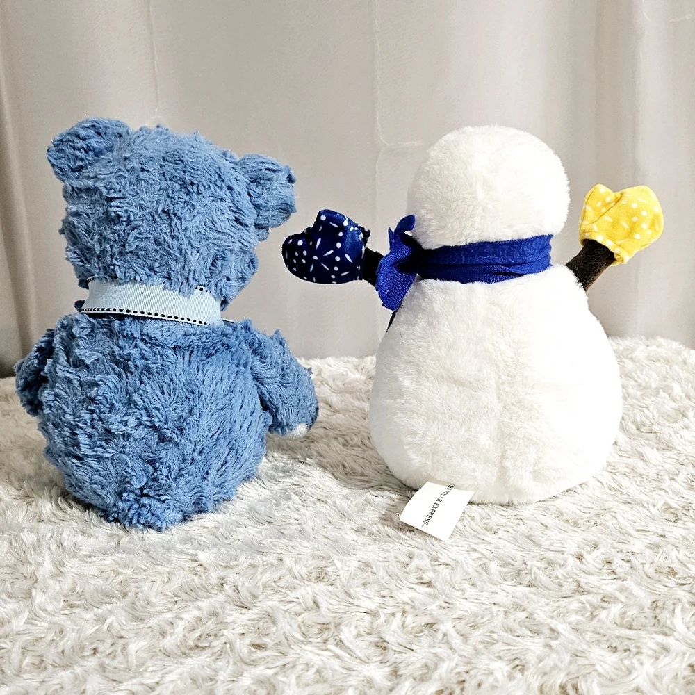 The Polar Express - Blue Fuzzy Bear &  Snowman Duo Set Of 2 Plush W/ Jingle Bell - Picture 4 of 13